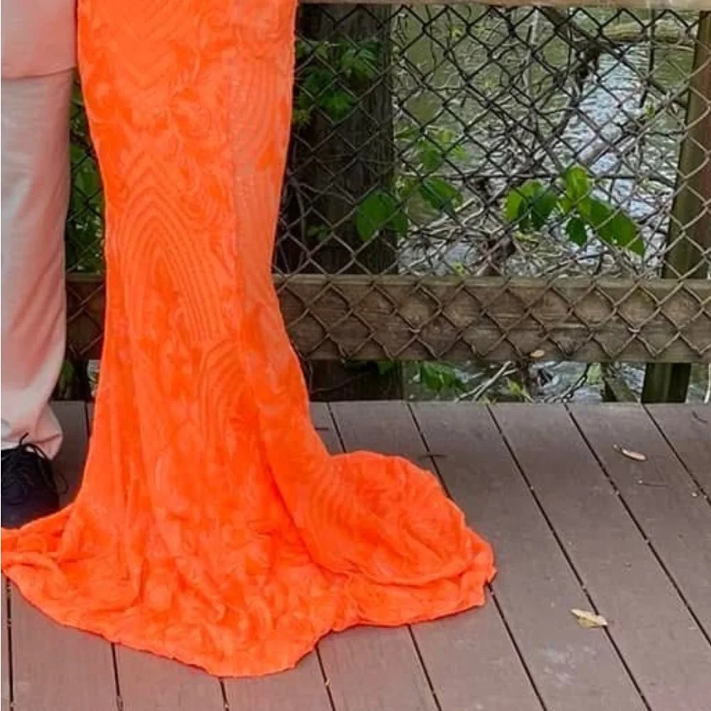 Jovani Orange Strapless Prom Gown - Picture 3 of 4
